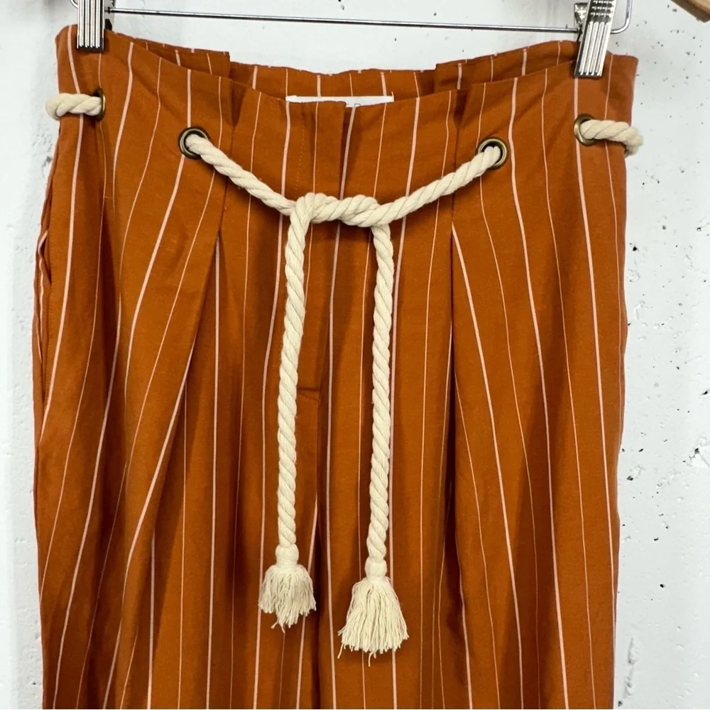 ASTR The Label size Medium Neo Rust High Waist Pleated Pinstripe Crop Pants